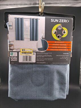 Sun Zero Blackout Window Panel 40"x63" Blue Noise Reducing